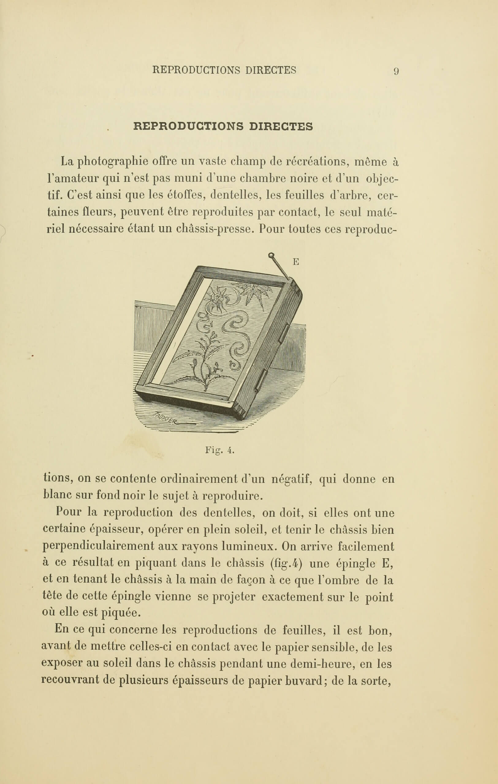 Albert Bergeret and Félix Drouin, « Reproductions directes ». <em>Les Récréations photographiques</em>, Paris, Charles Mendel, 1891, p. 9 (Boston Public Library)