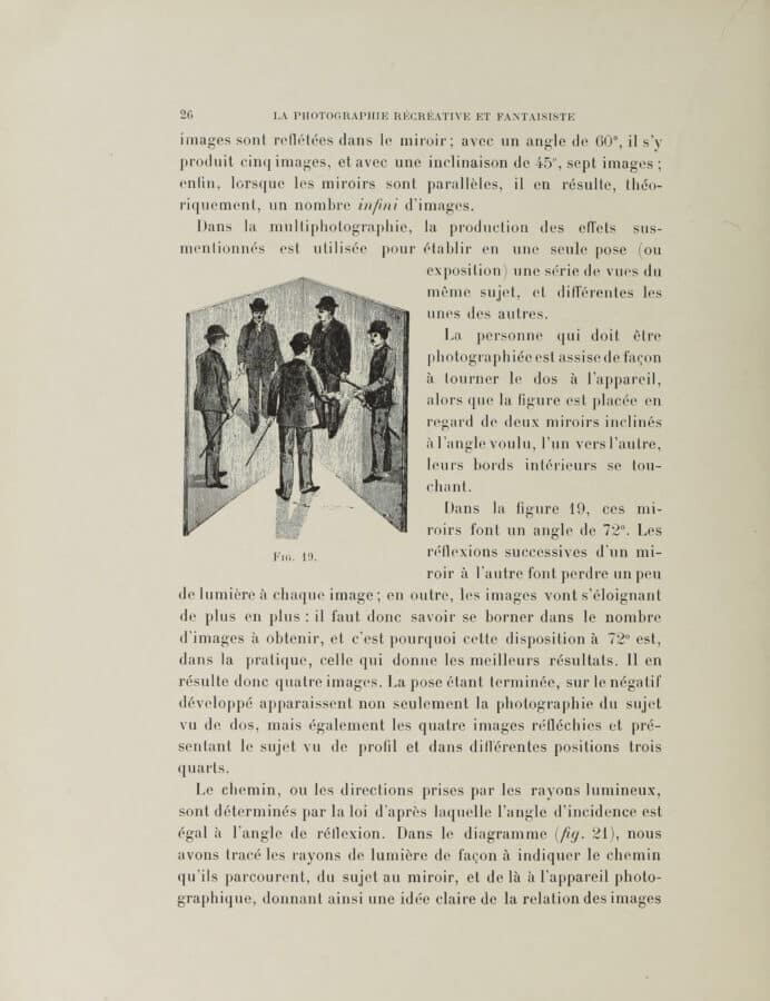 César Chaplot, « La multiphotographie », La Photographie récréative et fantaisiste – recueil de divertissements, trucs, passe-temps photographiques, Paris, Charles Mendel, 1900, p. 26  (Getty Research Institute)