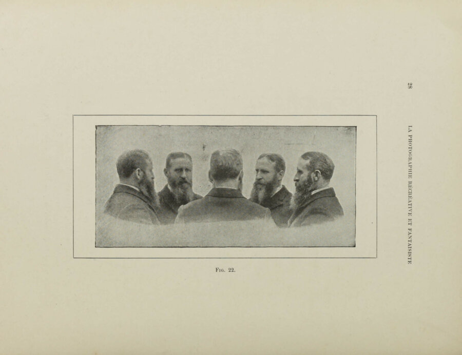 César Chaplot, « La multiphotographie », La Photographie récréative et fantaisiste – recueil de divertissements, trucs, passe-temps photographiques, Paris, Charles Mendel, 1900, p. 28  (Getty Research Institute)