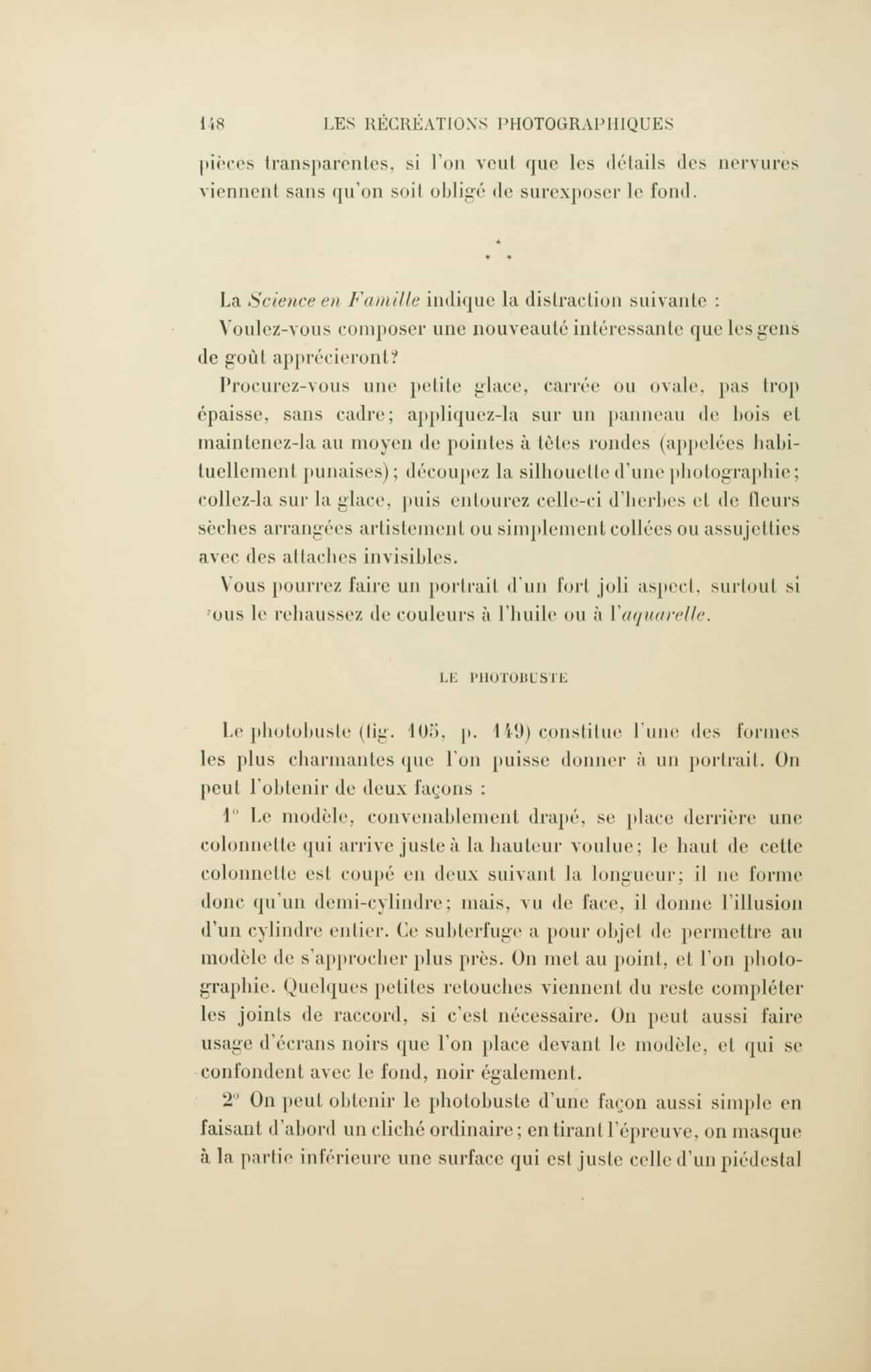 Albert Bergeret et Félix Drouin, « Reproductions directes ». <em>Les Récréations photographiques</em>, Paris, Charles Mendel, 1891, p. 148 (Boston Public Library)