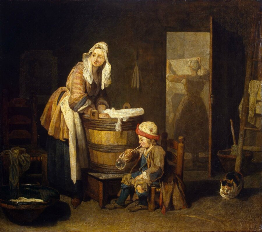 Jean Siméon Chardin, La Blanchisseuse, 1733, huile sur toile, 38 × 43 cm, musée de l'Ermitage