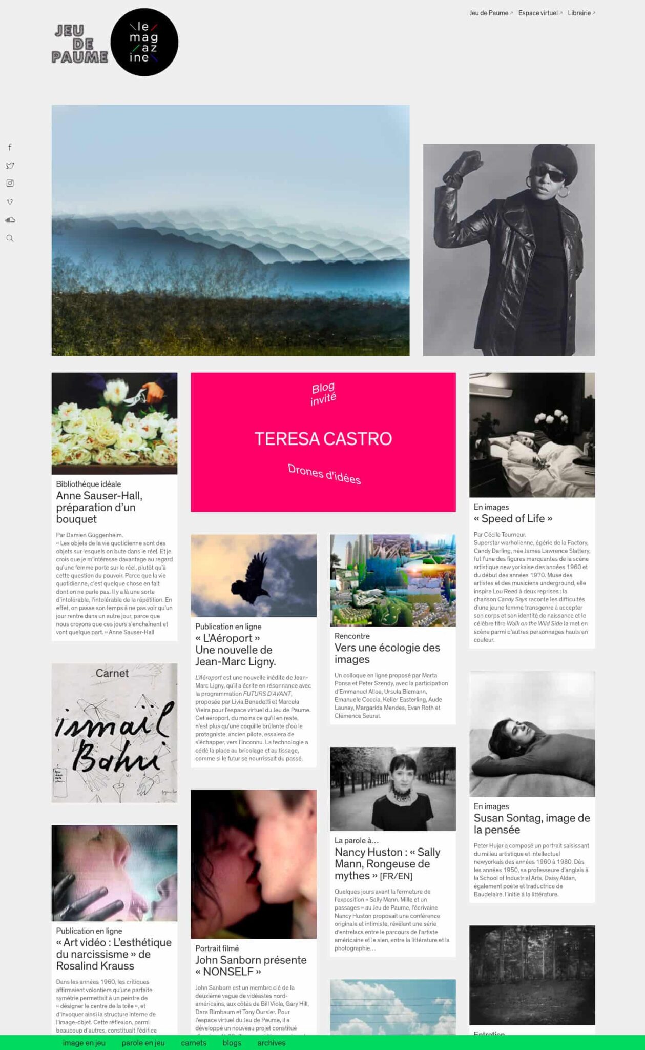le magazine en ligne du Jeu de Paume (2009 - 2020), page d'accueil © Jeu de Paume