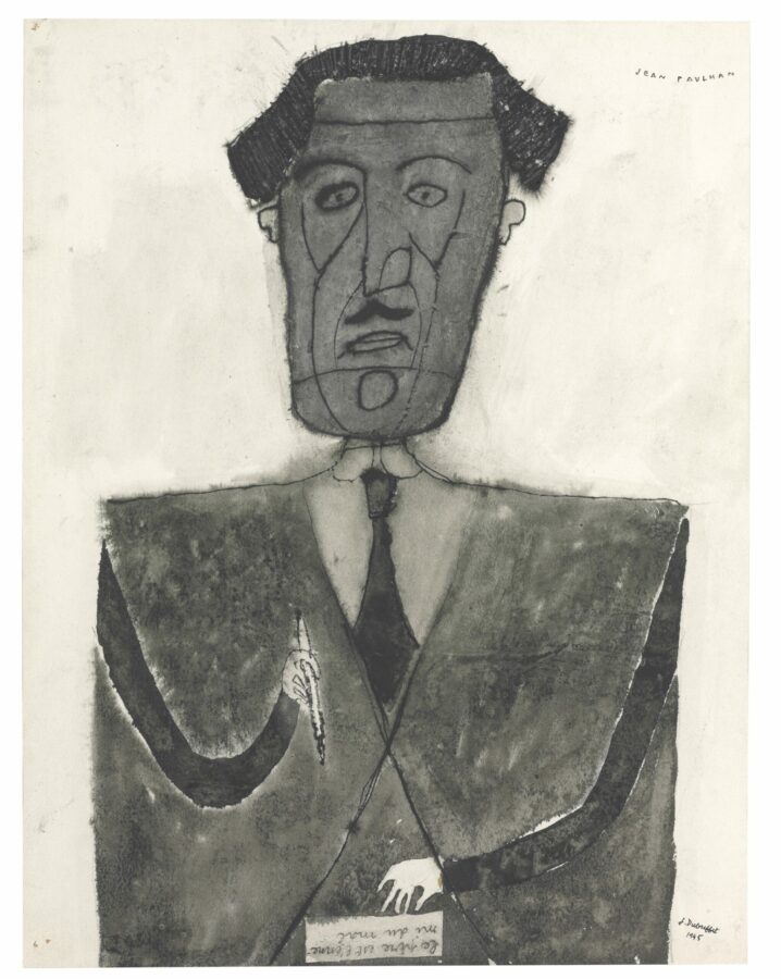 Jean Dubuffet (1901-1985), Portrait de Jean Paulhan, juillet 1945. Encre et graphite sur papier, 38 x 29.2 cm © Adagp, Paris 2023.