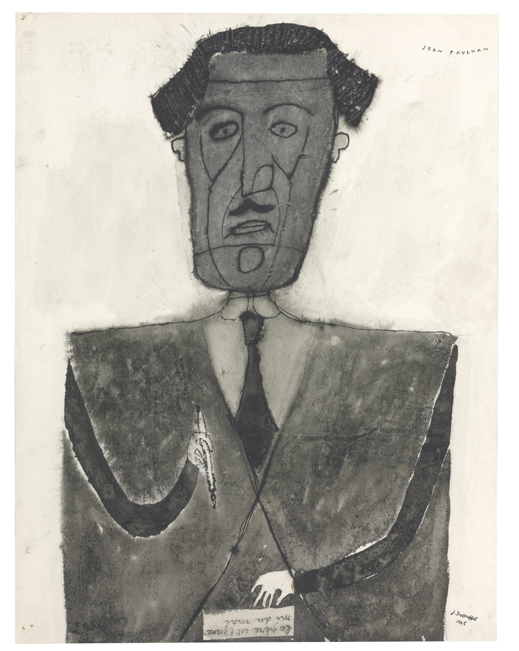 Jean Dubuffet (1901-1985), Portrait de Jean Paulhan, juillet 1945. <br>Encre et graphite sur papier, 38 x 29.2 cm © Adagp, Paris 2023.