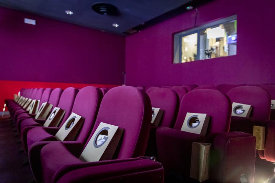 Salle de cinéma avec un public assis devant l’écran
