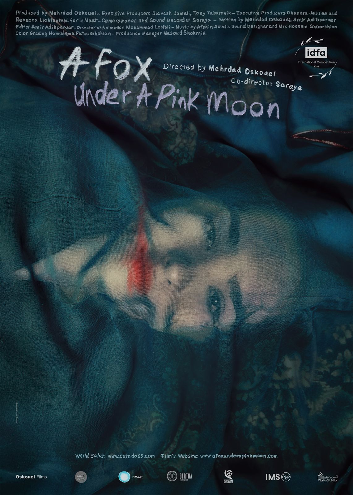 Un renard sous une lune rose